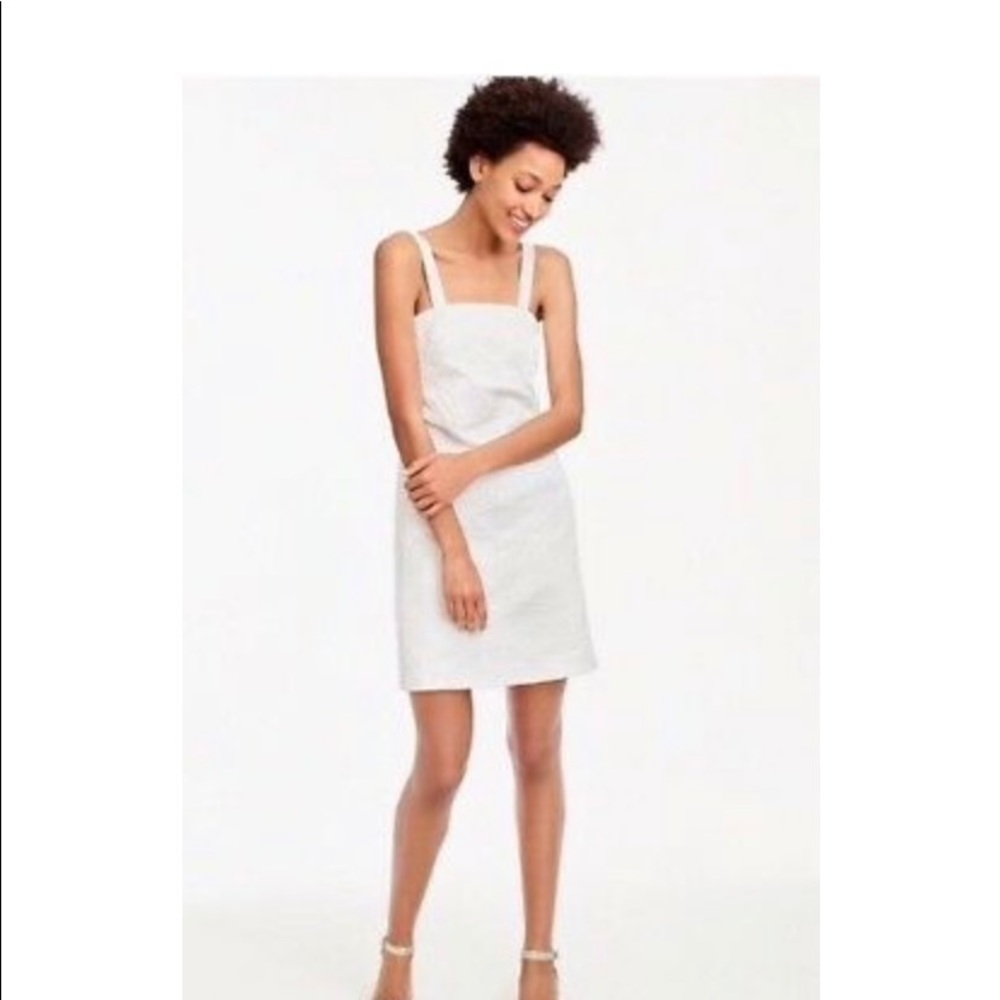 J crew white embossed floral shift dress